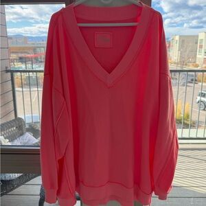 Aerie V-Neck Tunic in Bright Pink - Oversized
